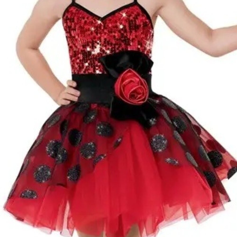 Red Glitter Tap Dress